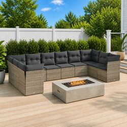 Concise 10-Piece Outdoor Sofa Set with Versatility