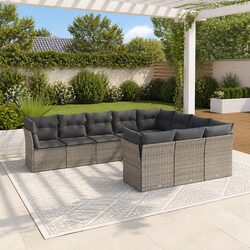 10 Piece Grey Garden Sofa Set for Outdoor Living