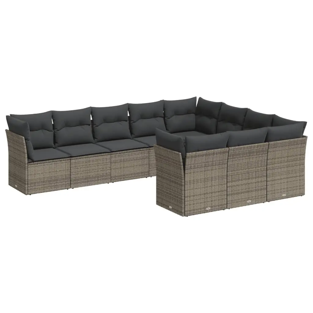 Garden Sofa Set Grey 10 Piece Outdoor Furniture Patio with Storage Cushions