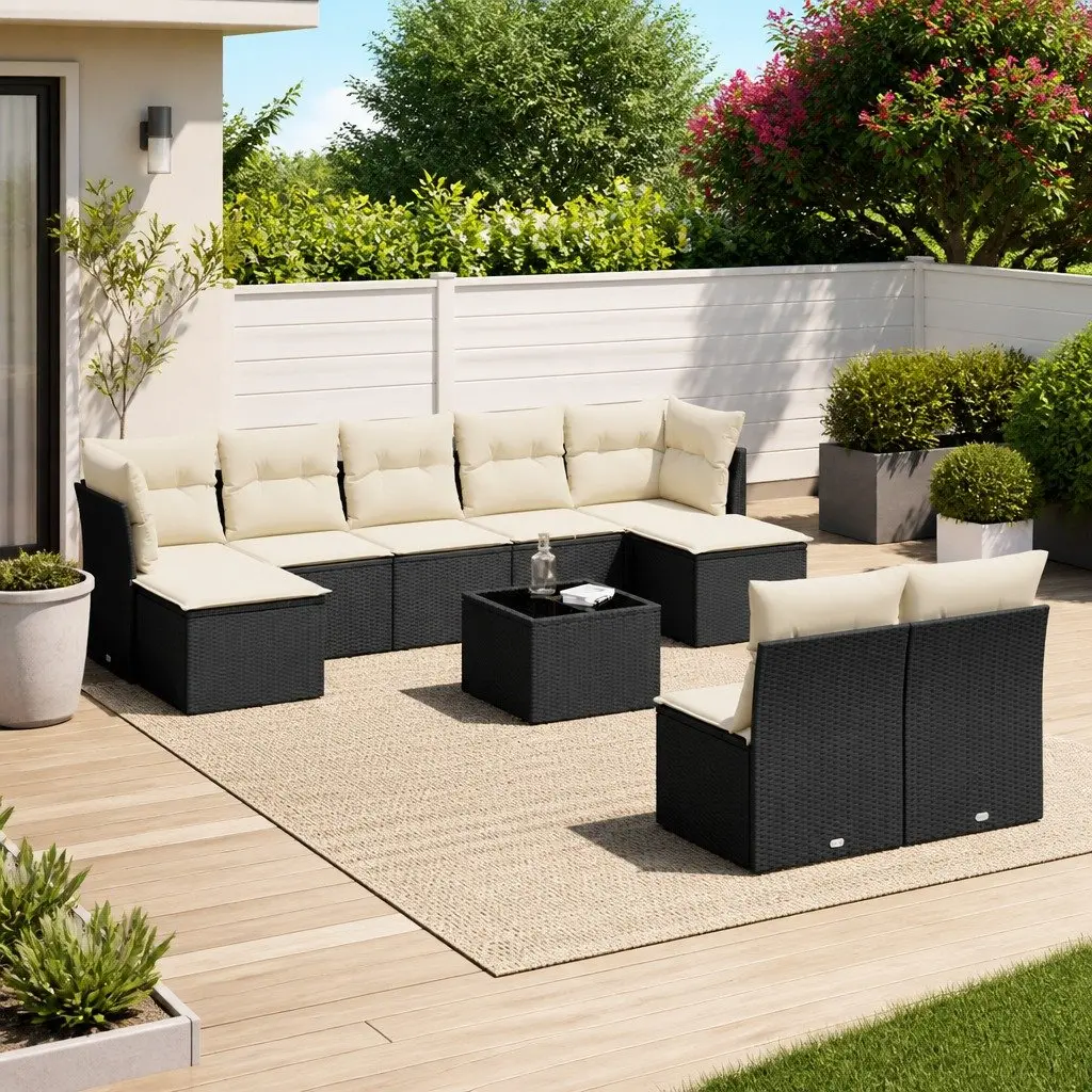 Garden Sofa Set 10 Piece Outdoor Furniture Patio Sectional with Storage Cushions