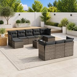 Compact and Stylish 11-Piece Grey Garden Sofa Set
