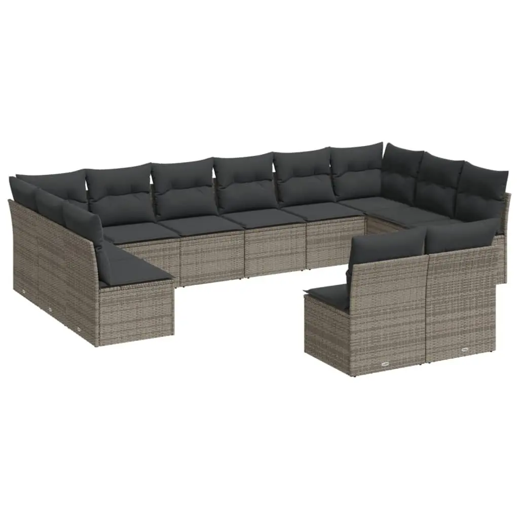 Garden Sofa Set Grey 12 Piece Modular Outdoor Furniture Poly Rattan