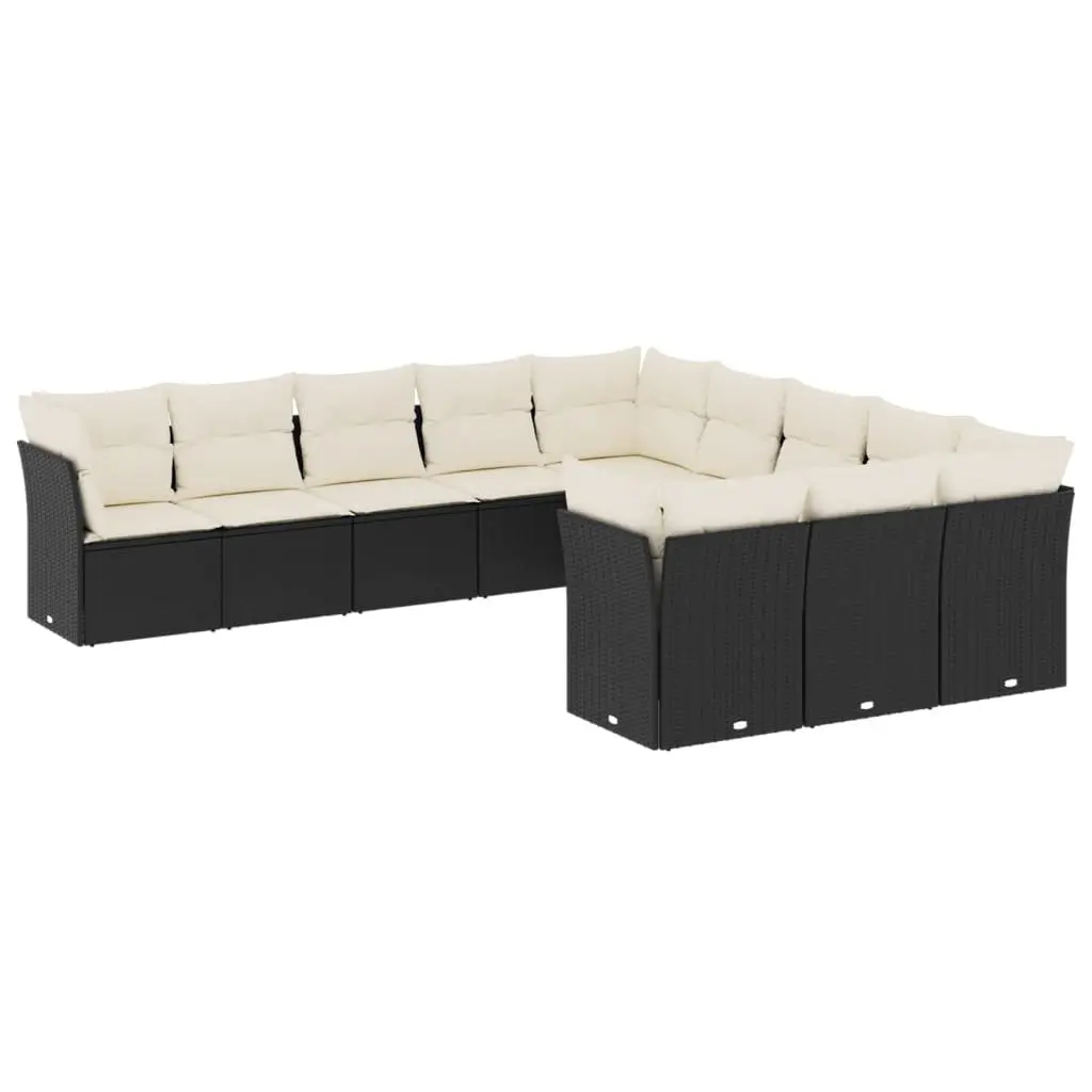 Garden Sofa Set Black 11 Piece Modular Outdoor Furniture with Storage and Removable Cushion Covers