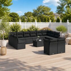 13 Piece Modular Garden Sofa Set in Black