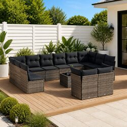 13 Piece Grey Outdoor Sofa Set
