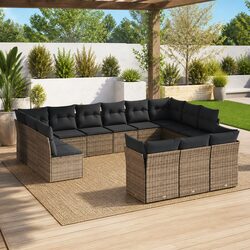 13 Piece Garden Sofa Set in Stylish Grey Rattan