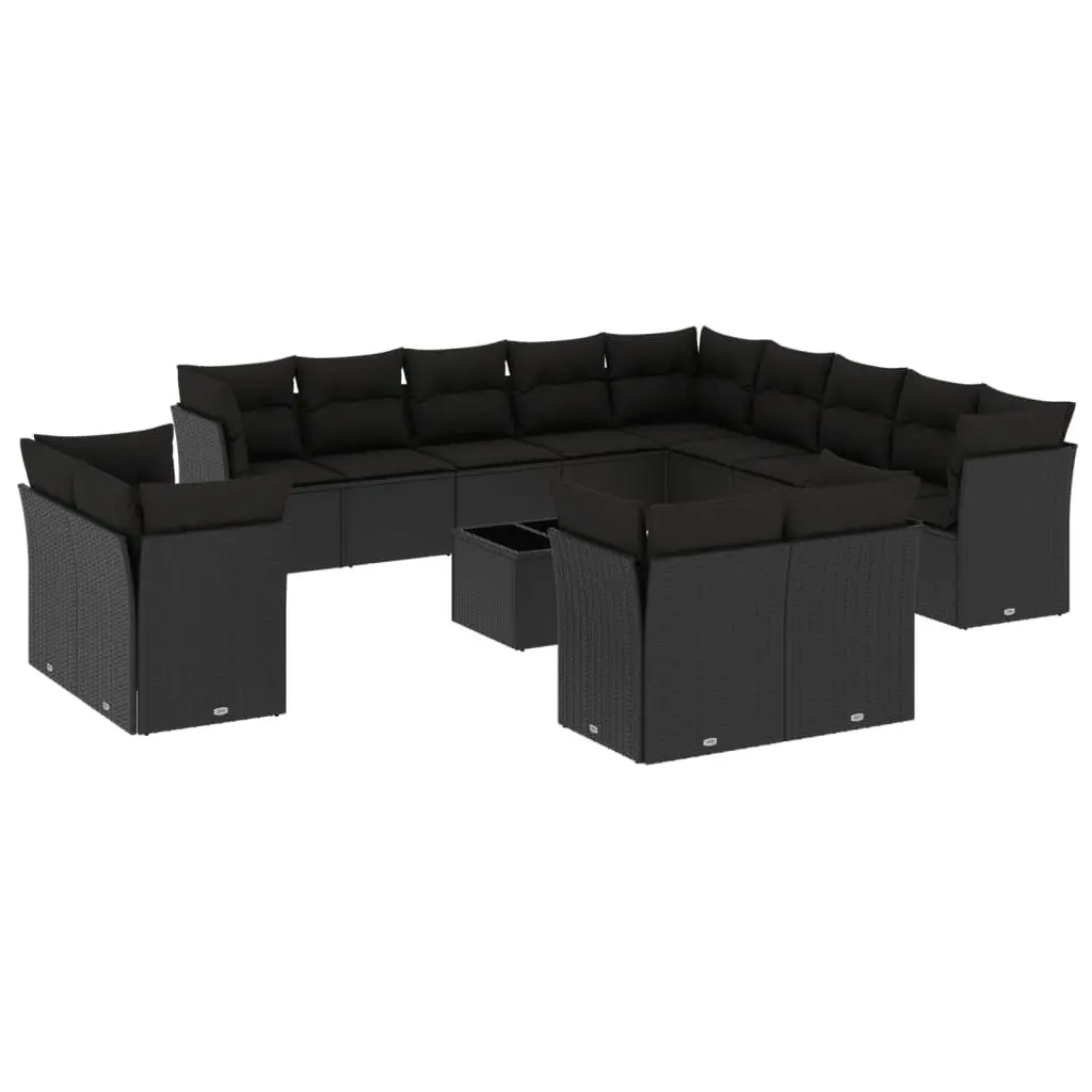 Black Garden Sofa Set with 14 Modular Pieces