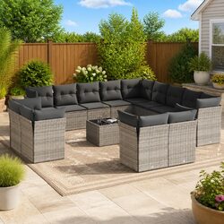 14 Piece Grey Garden Sofa Set for Outdoor Fun