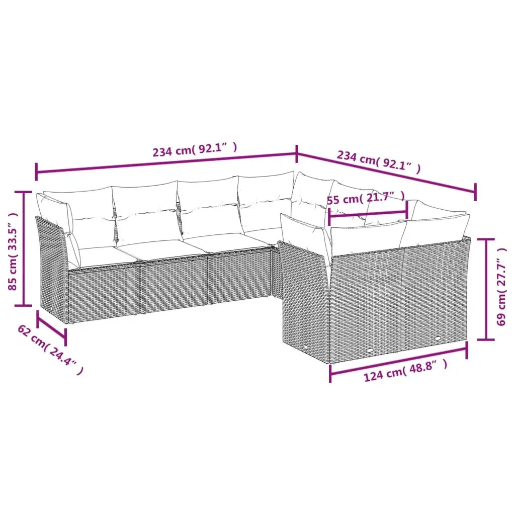 Garden Sofa Set Black 8 Piece Modular Outdoor Furniture with Storage Bags