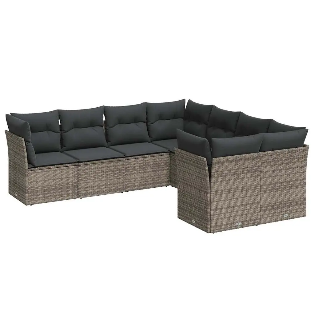Garden Sofa Set 8 Piece Outdoor Furniture Patio Seating Grey Poly Rattan Modular