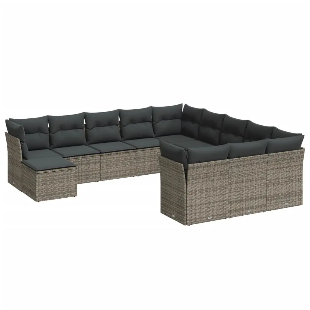 Garden Sofa Set 12 Piece Outdoor Furniture Grey Rattan Patio Seating with