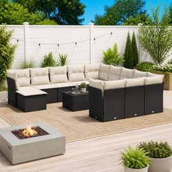 Concise and Functional 13-Piece Outdoor Sofa Set in Black