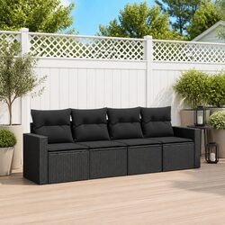 Compact Black Outdoor Sectional Sofa Set with Storage