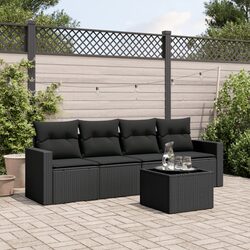 Concise Black 5 Piece Outdoor Sectional Sofa Set