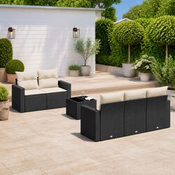 6-Piece Black Outdoor Sofa Set