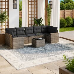 8-Piece Grey Outdoor Sectional Sofa Set with Storage