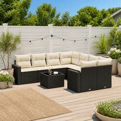9 Piece Outdoor Sofa Set with Cushions and Storage