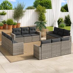 Outdoor Garden Sofa Set 12 Piece Sectional Grey Rattan Modular Patio Furniture