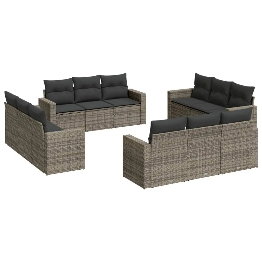 Outdoor Garden Sofa Set Grey 12 Piece Modular Rattan Patio Furniture
