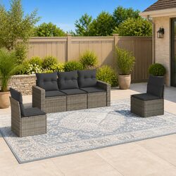 Compact and Stylish 5-Piece Grey Outdoor Sofa Set