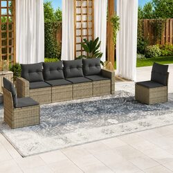 6 Piece Outdoor Sectional Sofa Set in Grey