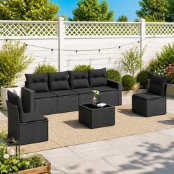 Compact 7 Piece Outdoor Sofa Set with Storage Bags