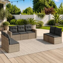 Concise 7-Piece Outdoor Sofa Set in Grey