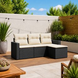 Sleek Outdoor Rattan Sofa Set - 4 Pieces