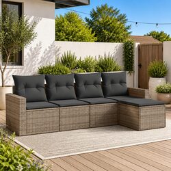 5-Piece Grey Garden Sofa Set