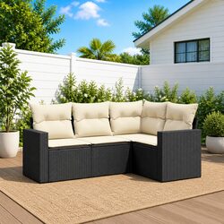 4-Piece Black Outdoor Sectional Sofa for Relaxation