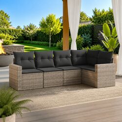 Compact Outdoor Sofa Set with Storage and Cushions