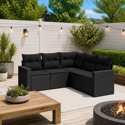 Black 5-Piece Outdoor Sectional Sofa Set for Your Garden