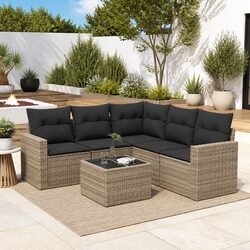 Compact and Stylish 6-Piece Grey Outdoor Sofa Set