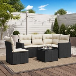 6-Piece Outdoor Sectional Sofa Set in Black