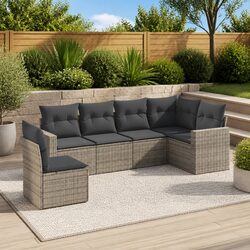 6 Piece Outdoor Sectional Sofa Set with Cushions