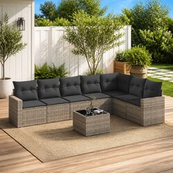 8 Piece Garden Sofa Set with Storage Grey Outdoor Sectional Patio Furniture
