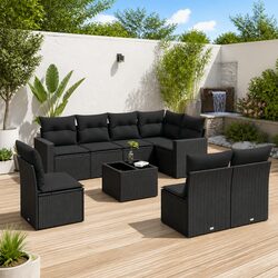 9-Piece Outdoor Sofa Set in Black