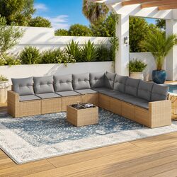 Concise 10 Piece Outdoor Sectional Sofa Set for Comfort