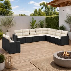 Your Outdoor Comfort: 10-Piece Black Sofa Set
