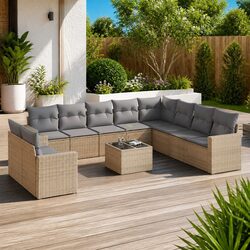 Concise 11 Piece Outdoor Sofa Set with Cushions