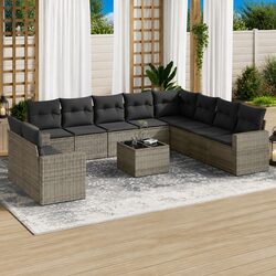 11-Piece Outdoor Grey Sofa Set