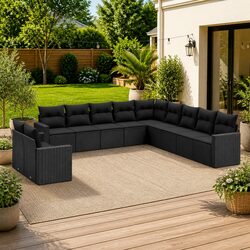 Concise Outdoor Sofa Set: 11 Pieces, Modern Design