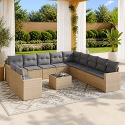 12 Piece Garden Sofa Set Outdoor Sectional Furniture Beige with Cushions Storage