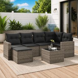 7-Piece Outdoor Sofa Set with Storage and Flexibility