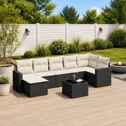 8 Piece Outdoor Sectional Sofa Set in Black Rattan