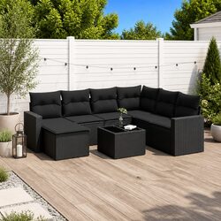 8 Piece Outdoor Sectional Sofa Set in Black