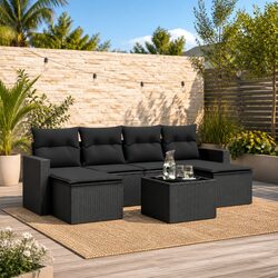 7 Piece Black Sectional Sofa Set for Stylish Outdoor Living