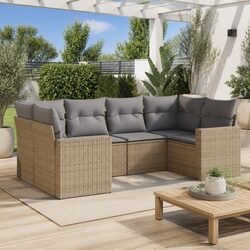 Durable 6 Piece Outdoor Sofa Set with Comfortable Cushions