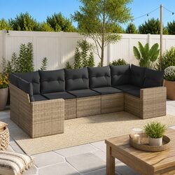 Concise 7-Piece Grey Outdoor Sofa Set