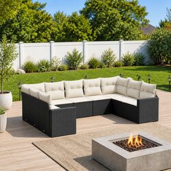 Concise 9-Piece Outdoor Sectional Sofa Set Overview